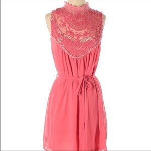 Entro Boutique Pink Lace Sleeveless Mini Dress Size Small S